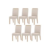 Kit 6 Cadeiras Sala Jantar Nina 6 Un Nature Suede Light Linho - 1