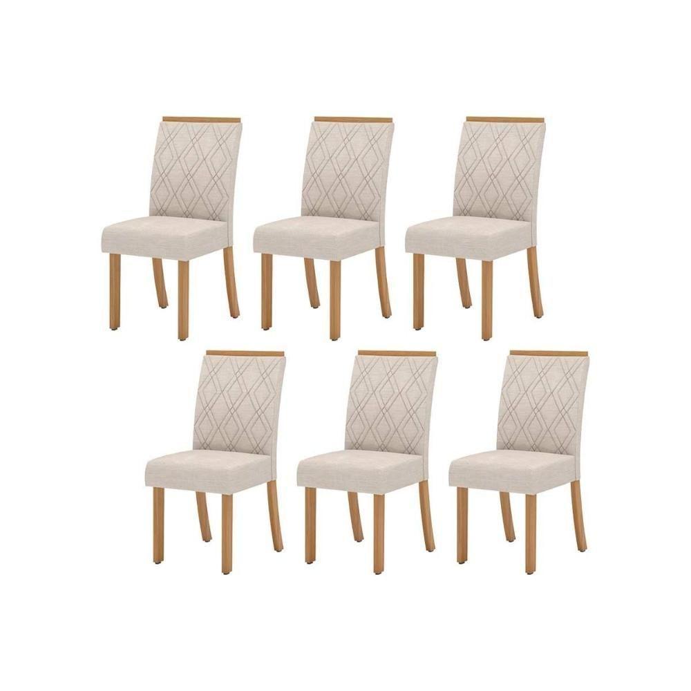 Kit 6 Cadeiras Sala Jantar Vita 6 Un Nature Suede Light Linho - 1