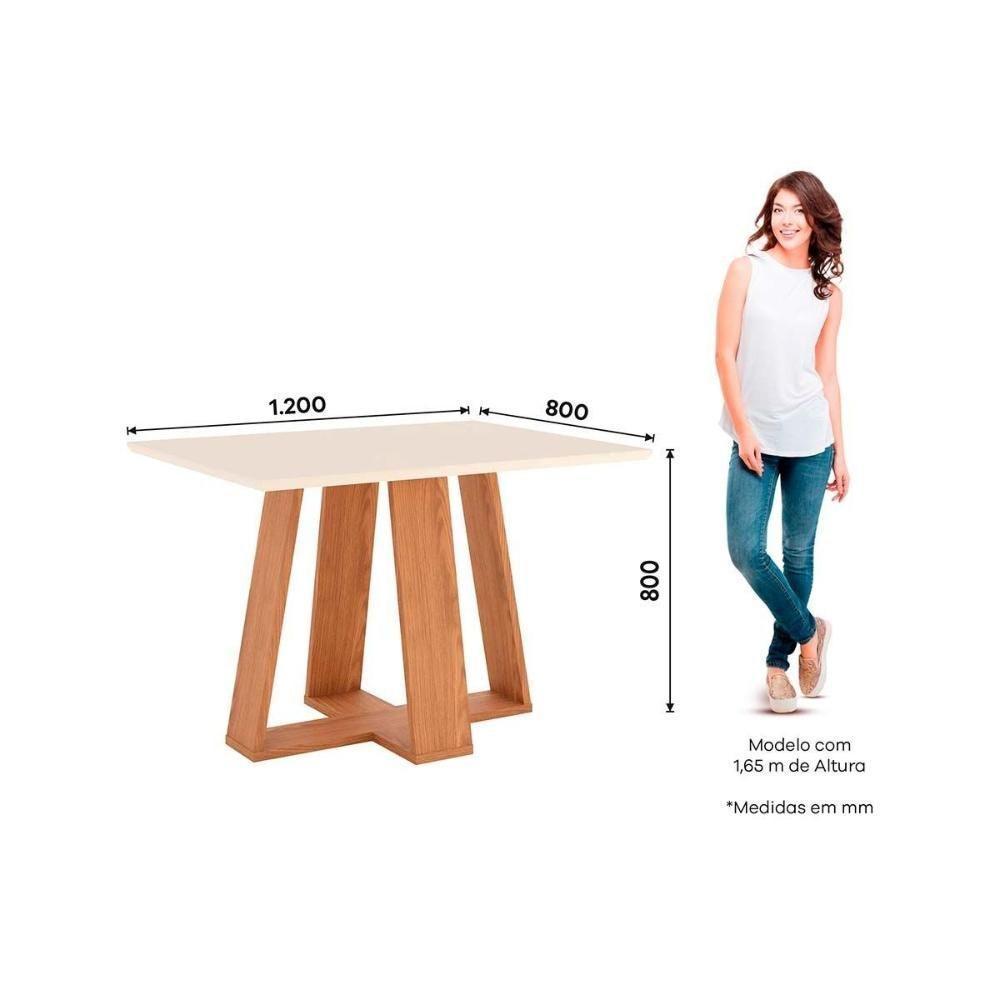 Conjunto Mesa Sala Jantar Lins Com Tampo Reto Madeirado 120x80cm E 4 Cadeiras Malu Nature Linho Henn - 4
