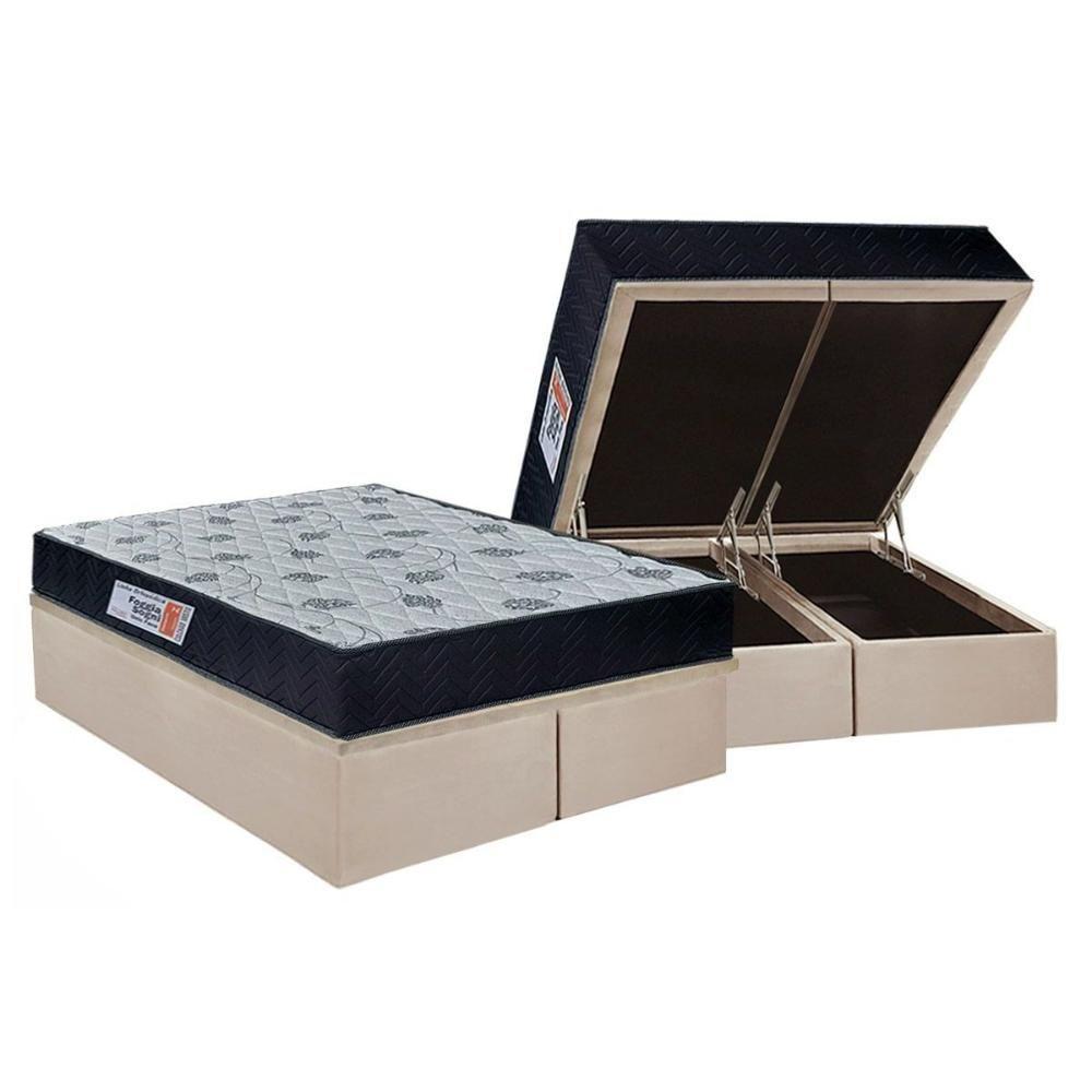 Cama Box Baú Queen: Colchão Anatômico Orthoflex Foggia Sogni Unic Face + Base Crc Suede Clean (158x198) - 1
