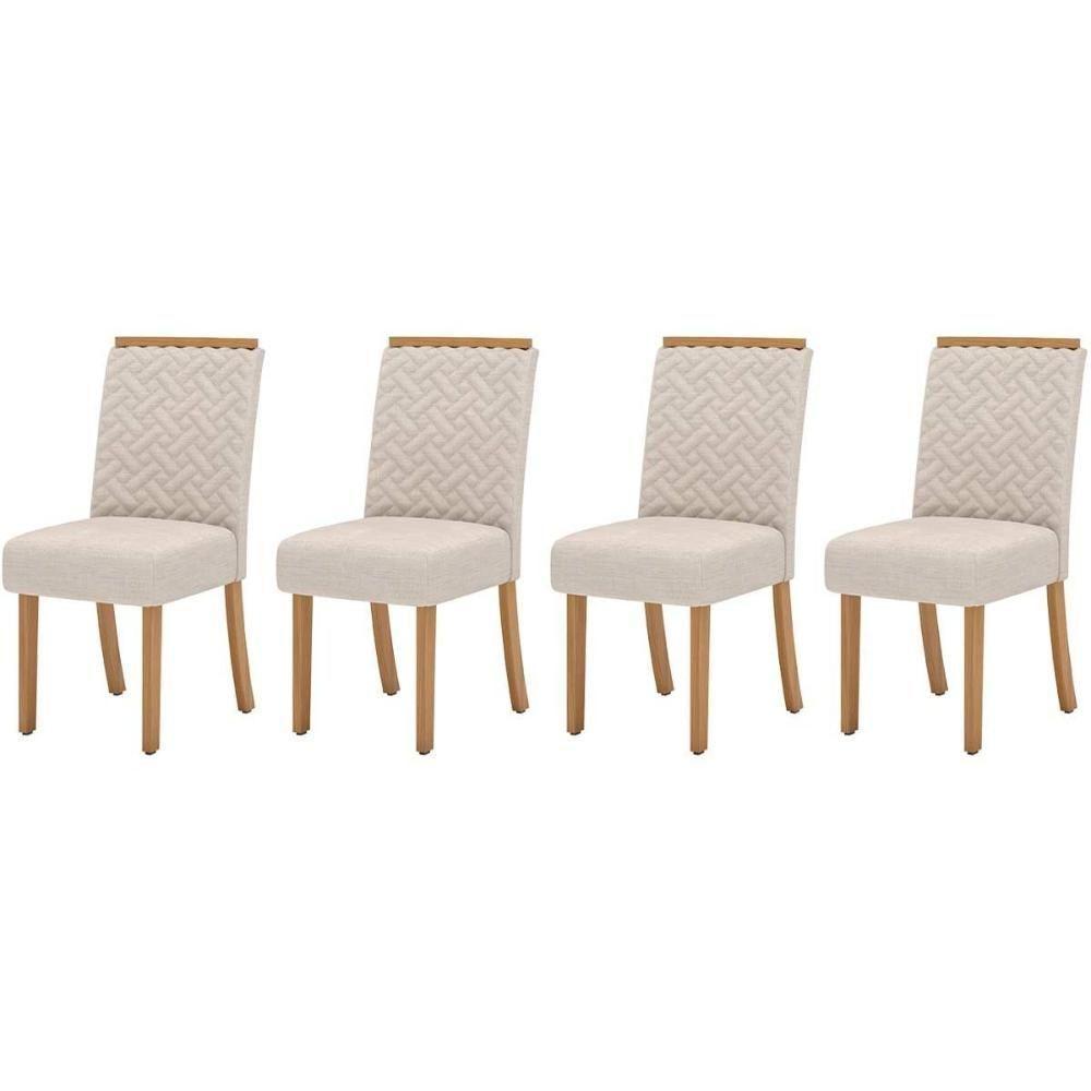 Kit 4 Cadeiras Sala Jantar Malu 4 Un Nature Linho - 1