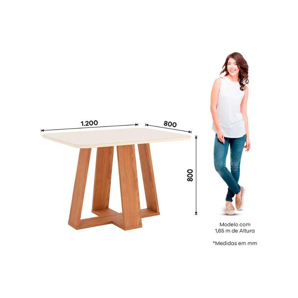 Mesa Para Cozinha Lins Sc89 Com Tampo Madeirado Com Vidro Curvo 120x80cm Nature Off White Henn - 3