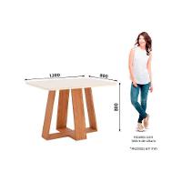 Mesa Para Cozinha Lins Sc89 Com Tampo Madeirado Com Vidro Curvo 120x80cm Nature Off White Henn - 3