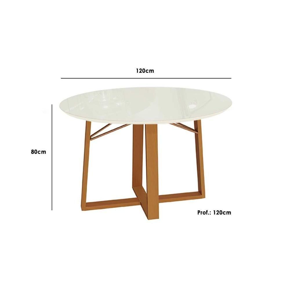 Mesa Para Cozinha Elma Madeira Maciça Com Tampo Madeirado Com Vidro 120x120cm Carvalho Bronze Kappesberg - 2