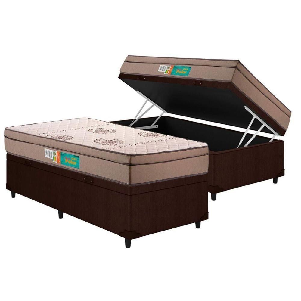 Cama Box Baú Casal: Colchão Espuma D33 Polar Pérola + Base Crc Courano Brown (138x188) - 6
