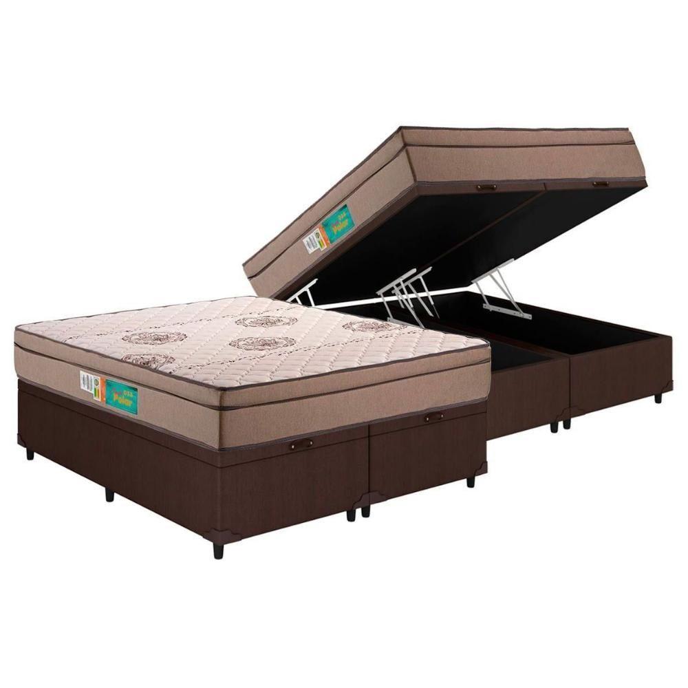 Cama Box Baú Casal: Colchão Espuma D33 Polar Pérola + Base Crc Courano Brown (138x188) - 7