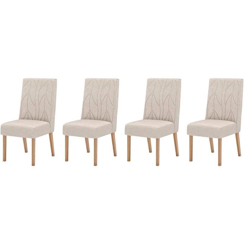 Kit 4 Cadeiras Sala Jantar Eloá 4 Un Nature Suede Light Linho - 1