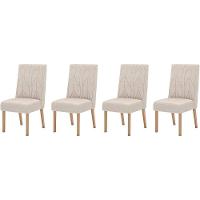 Kit 4 Cadeiras Sala Jantar Eloá 4 Un Nature Suede Light Linho - 1