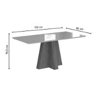 Mesa Para Cozinha Patricia Com Tampo Madeirado Com Vidro 160x80cm Cinamomo Off White Cimol - 2