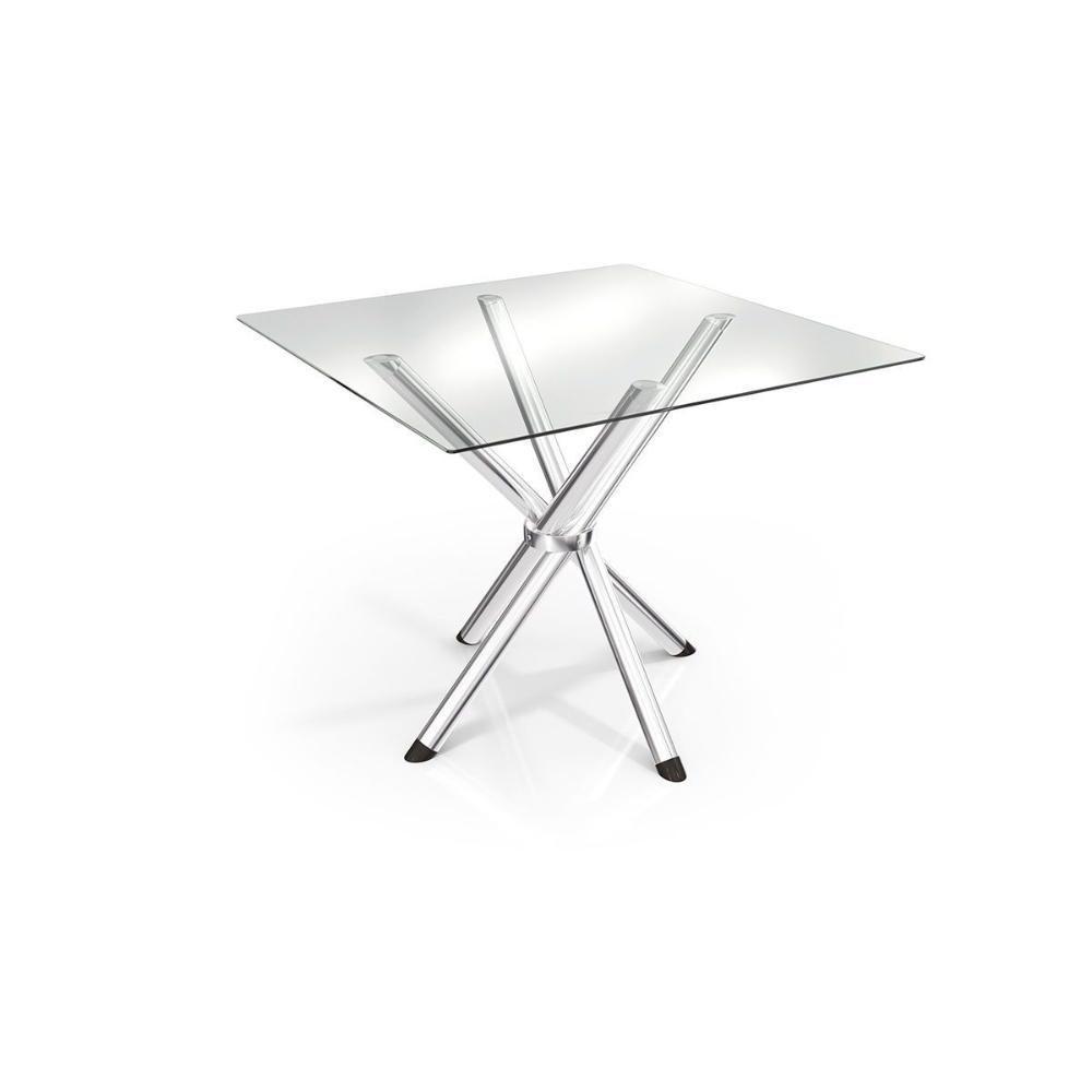 Sala De Jantar Volga Com Tampo De Vidro 90cm E 4 Cadeiras Lisboa Cromada Courano Capuccino - 3