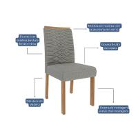 Conjunto Mesa Sala Jantar ágata Tampo Madeirado Com Vidro 130x80cm E 4 Cadeiras Clarice Madeirado Linho Bege Cimol