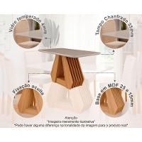 Conjunto Mesa Sala Jantar ágata Tampo Madeirado Com Vidro 130x80cm E 4 Cadeiras Clarice Madeirado Linho Bege Cimol - 5