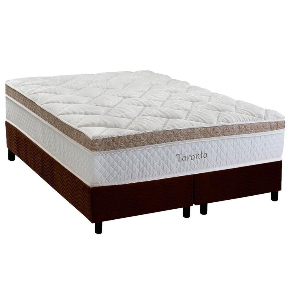 Conjunto Box Queen: Colchão Molas Herval Ensacadas Toronto + Base Crc Suede Brown (158x198) - 1