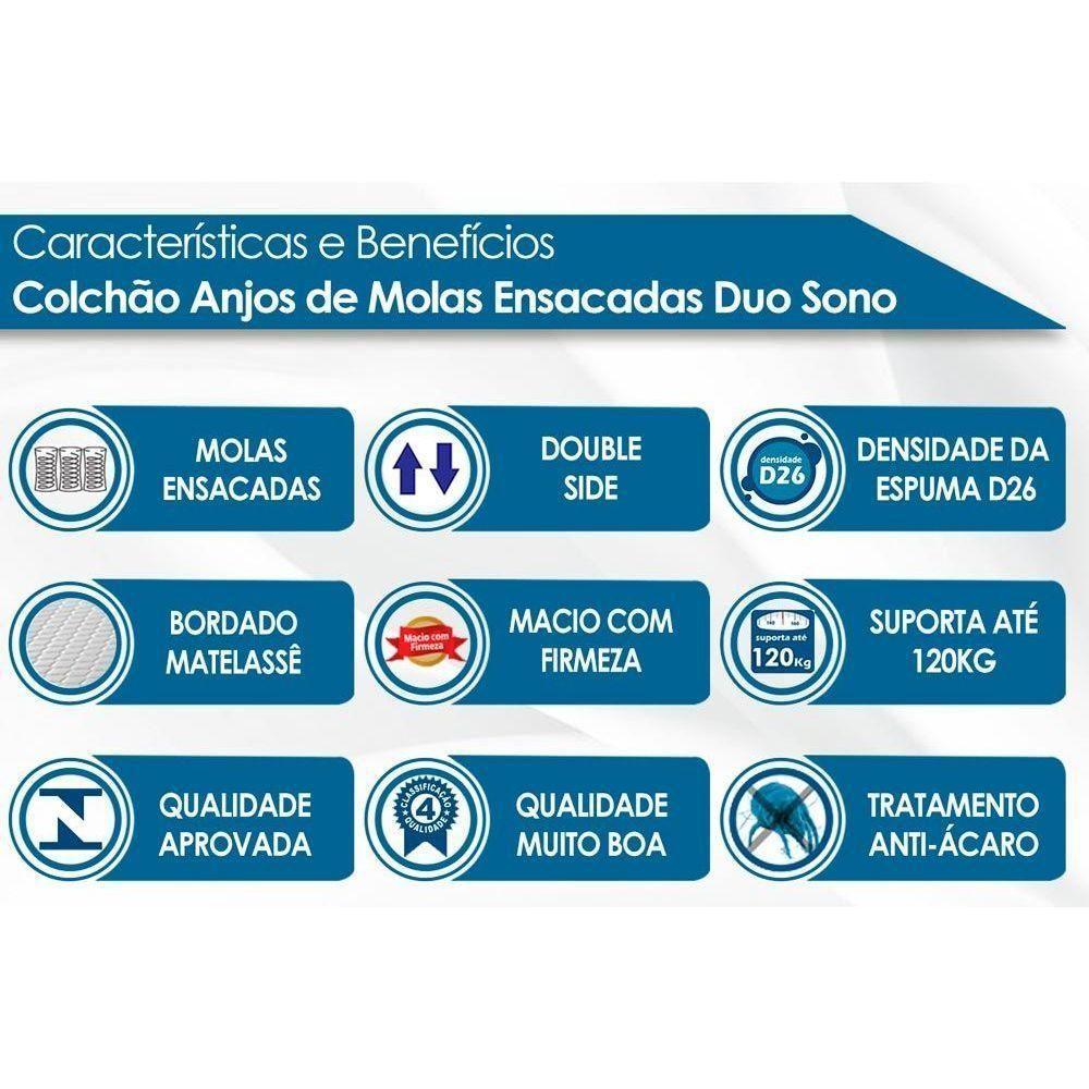 Cama Box Baú Casal: Colchão Molas Ensacadas Superlastic Duo Sono + Base Crc Suede Gray (138x188) - 6