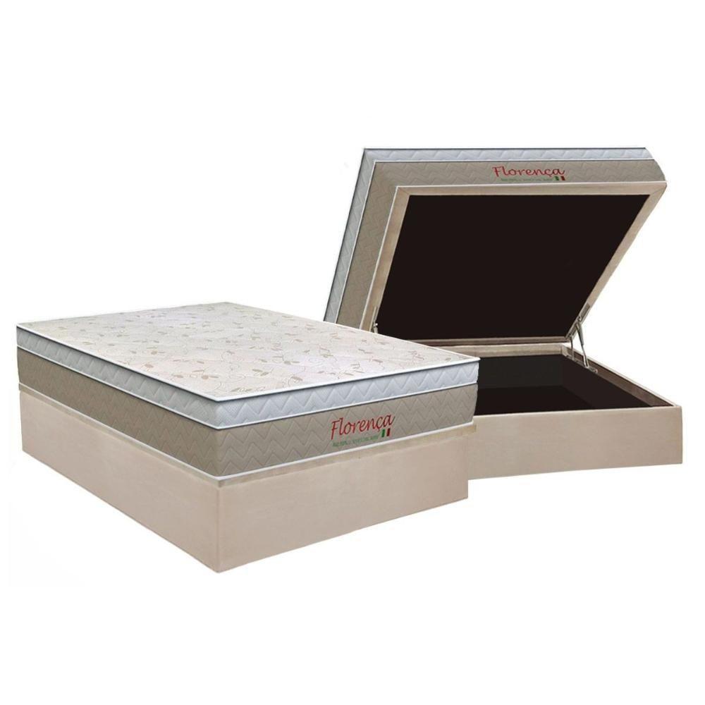 Cama Box Baú Casal: Colchão Molas Bonnel Orthoflex Florença + Base Crc Suede Clean (138x188) - 1