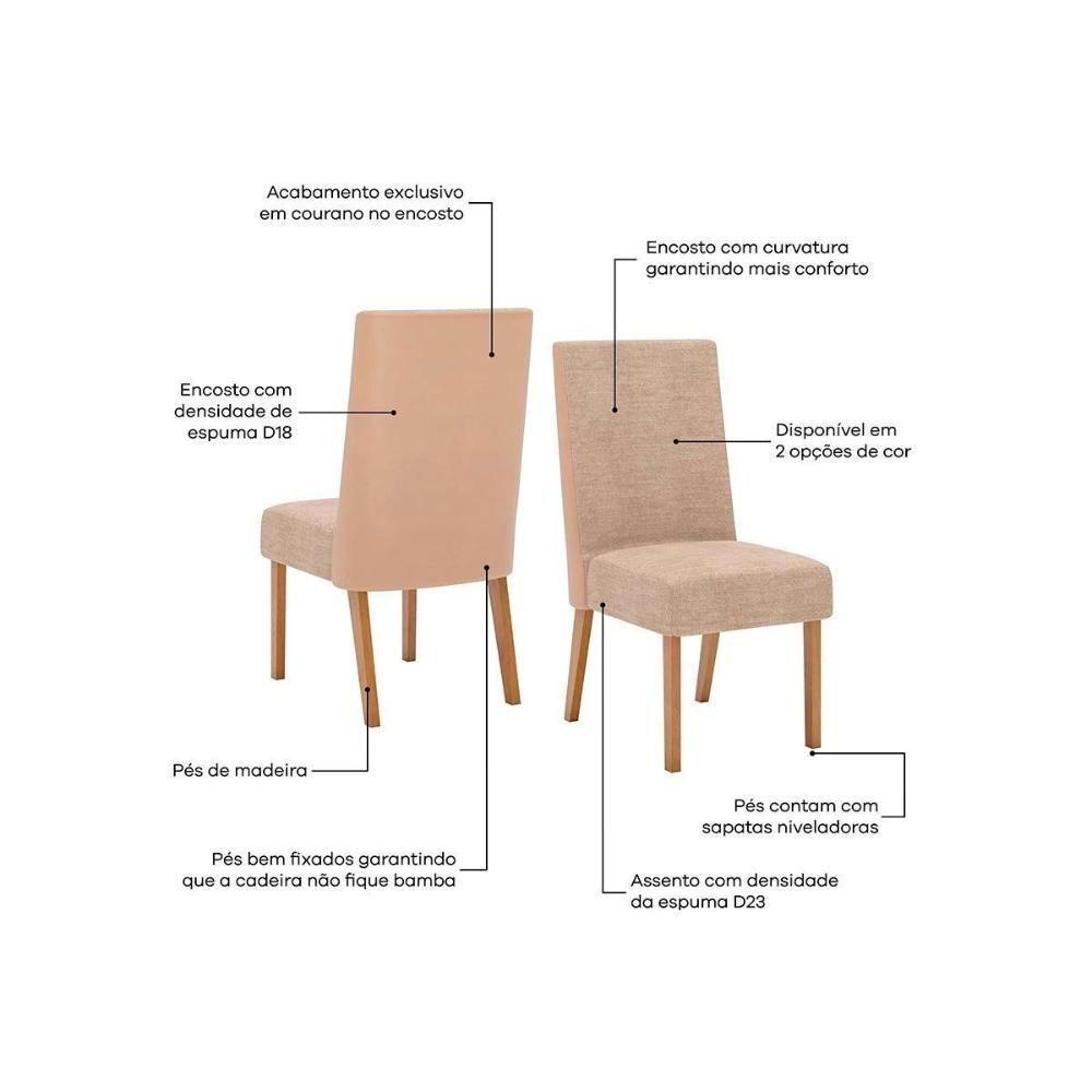 Kit 6 Cadeiras Sala Jantar Anne 6 Un Nature Courano Creme - 2