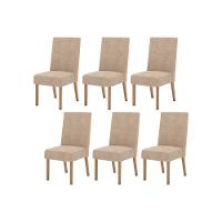 Kit 6 Cadeiras Sala Jantar Anne 6 Un Nature Courano Creme - 1