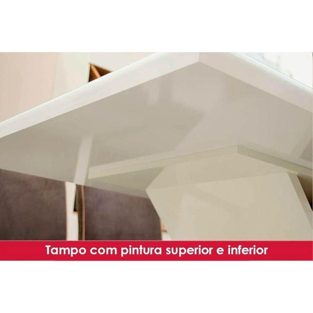 Conjunto Mesa Sala Jantar Lins Com Tampo Madeirado 120x80cm E 4 Cadeiras Milla Nature Off White Suede Marrom Henn - 4