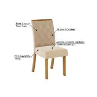 Conjunto Mesa Sala Jantar Vértice Com Tampo Reto Madeirado Com Vidro 90x90cm E 4 Cadeiras Vita Nature Linho Henn - 7