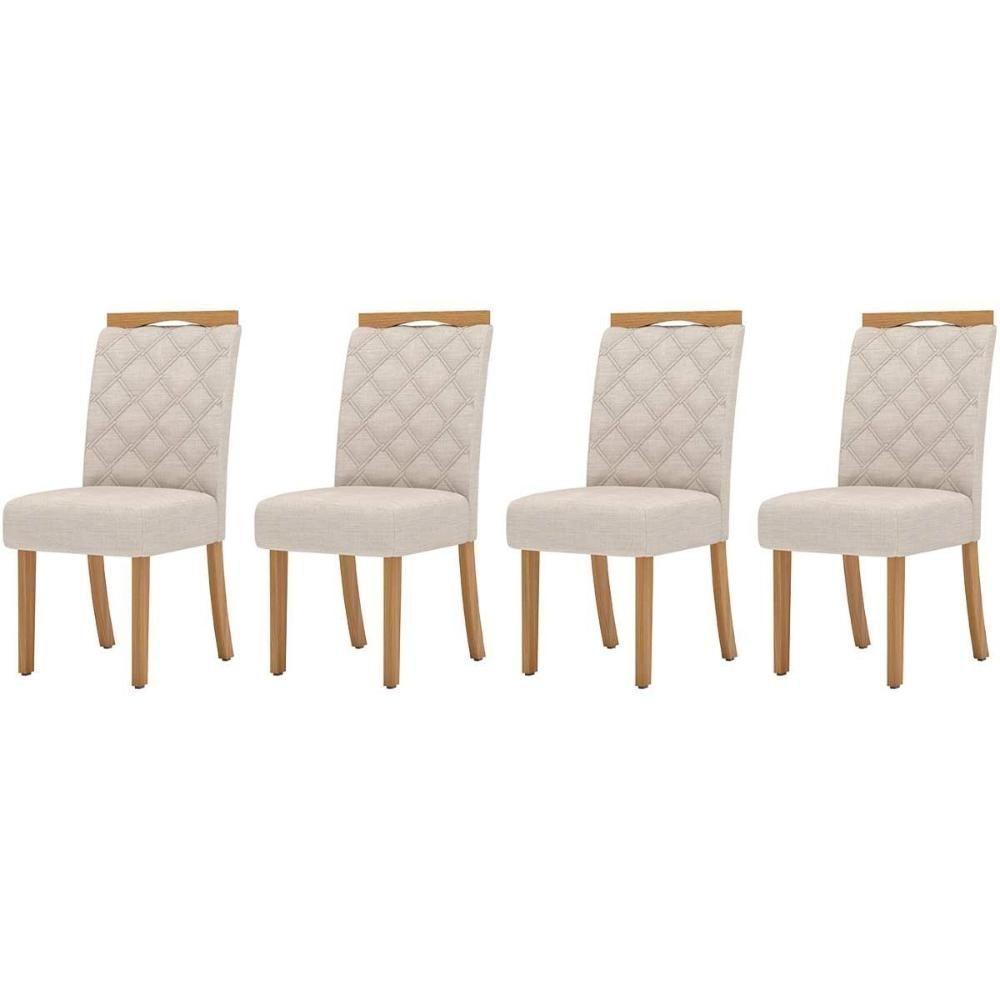 Kit 4 Cadeiras Sala Jantar Bella 4 Un Nature Linho - 1