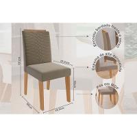 Conjunto Mesa Sala Jantar ágata Com Tampo Madeirado Com Vidro 130x80cm E 4 Cadeiras Clarice Madeirado Linho Bege Cimol - 3