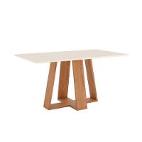 Mesa Para Cozinha Lins Sc94 Com Tampo Madeirado Reto Sem Vidro 160x90cm Nature Off White Henn - 3