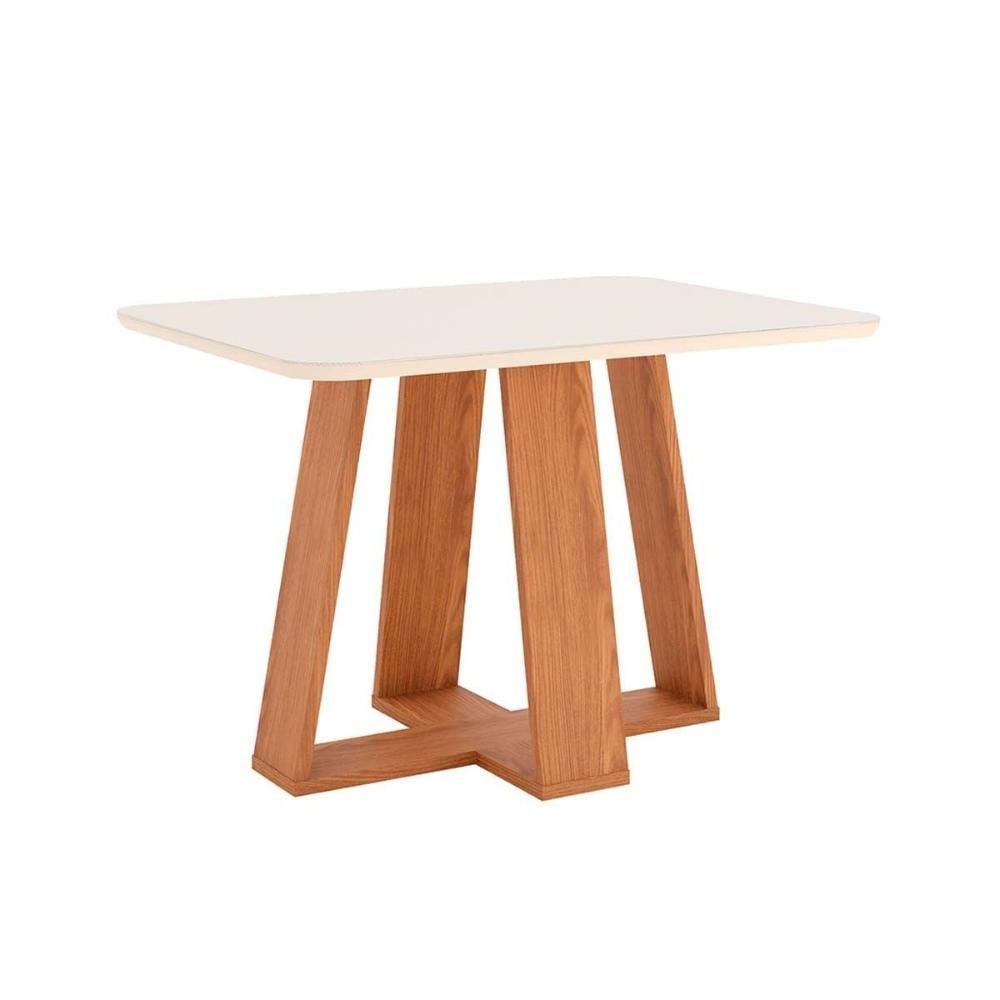 Conjunto Mesa Sala Jantar Lins Com Tampo Madeirado Com Vidro Curvo 120x80cm E 4 Cadeiras Malu Nature Linho Henn - 9