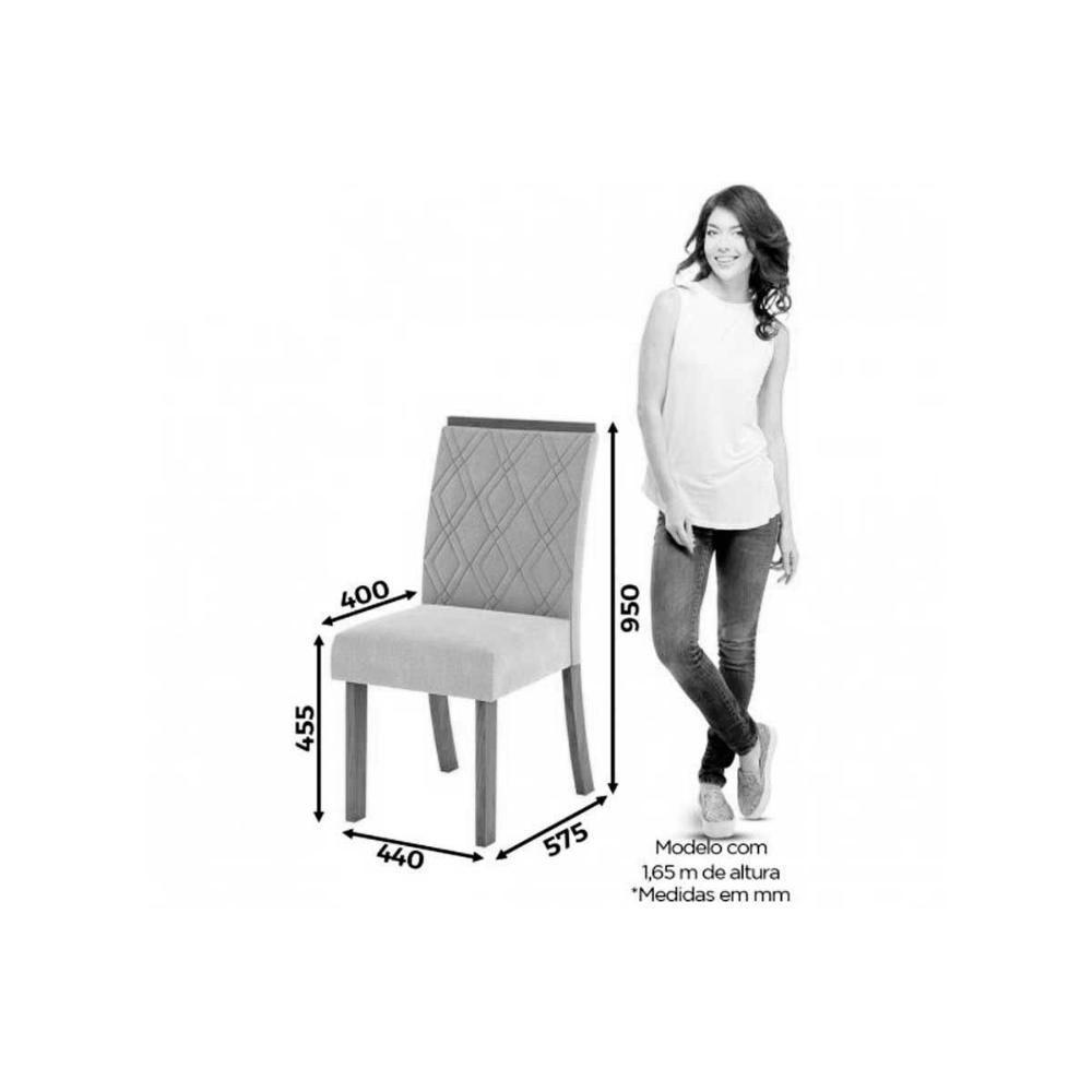 Conjunto Mesa Sala Jantar Lins Com Tampo Madeirado 120x80cm E 4 Cadeiras Vita Nature Off White Suede Marrom Henn - 6