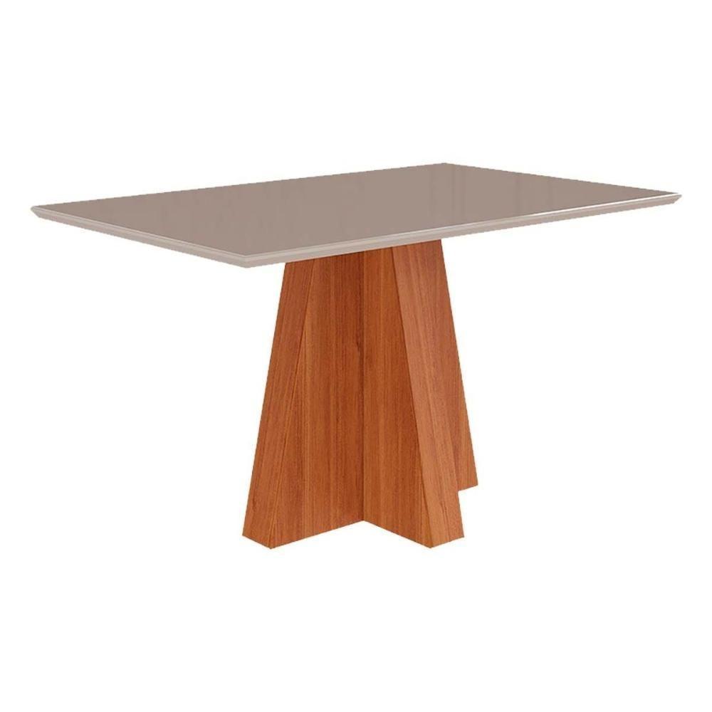 Mesa Para Cozinha Patricia Com Tampo Madeirado Com Vidro 130x80cm Cinamomo Off White Cimol - 1