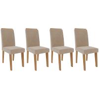 Kit 4 Cadeiras Sala Jantar Taís 4 Un Madeirado Suede Nude Bege Cimol - 1