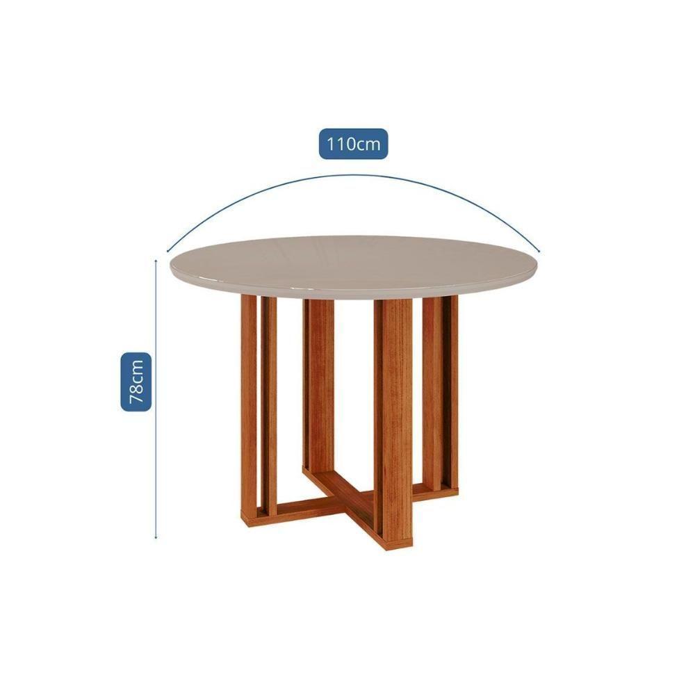Mesa Para Cozinha Flora Com Tampo Madeirado Com Vidro 109x109cm Cinamomo Off White Cimol - 3