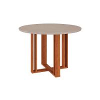 Mesa Para Cozinha Flora Com Tampo Madeirado Com Vidro 109x109cm Cinamomo Off White Cimol - 1