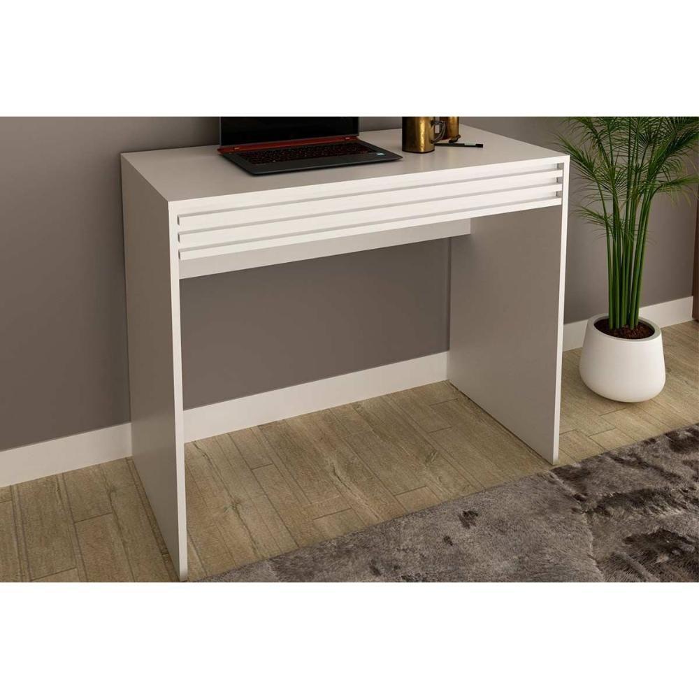 Mesa Escrivaninha Casal Com 1 Gaveta Ripada Me4173 Branco Tecno Mobili - 1