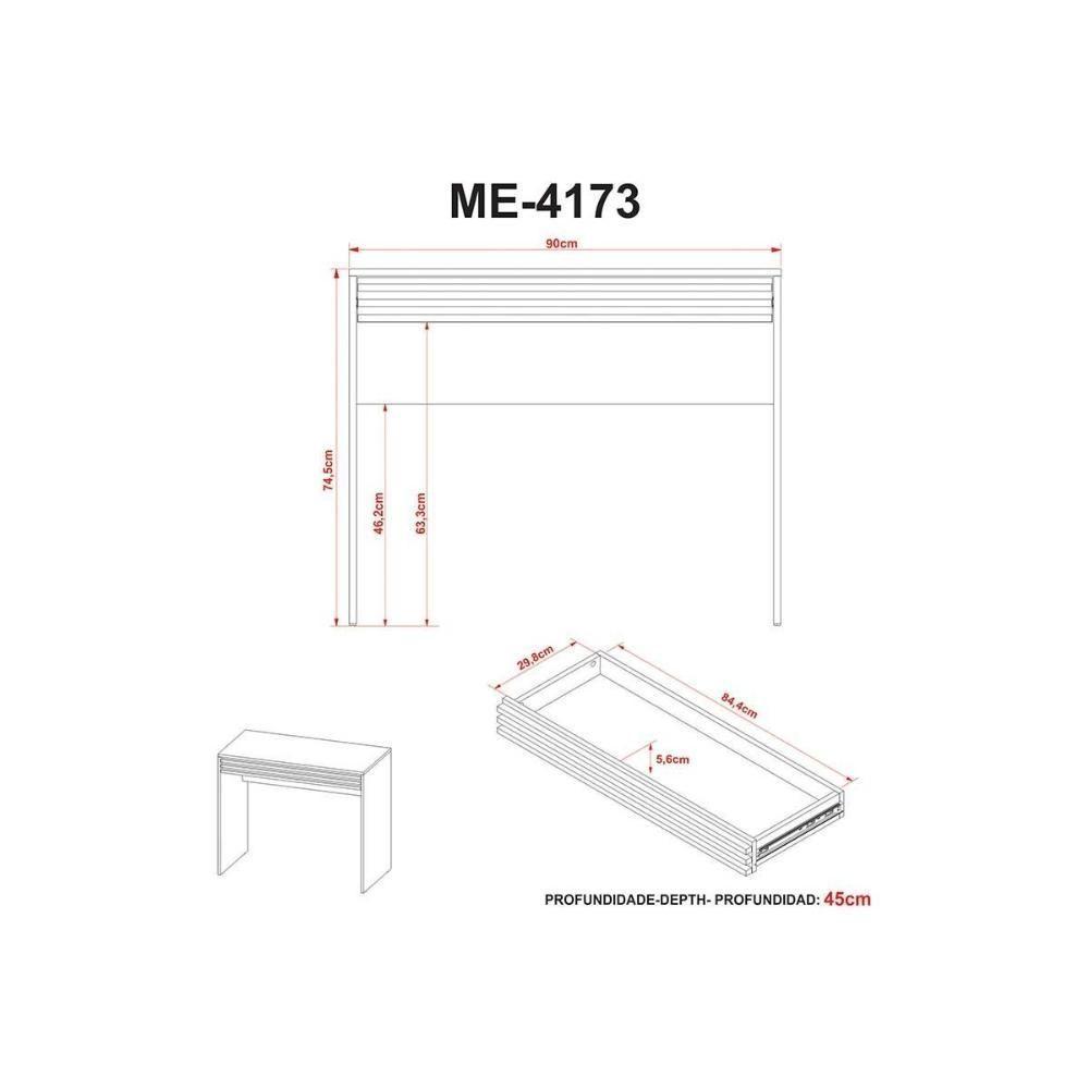 Mesa Escrivaninha Casal Com 1 Gaveta Ripada Me4173 Branco Tecno Mobili - 4