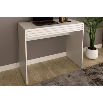 Mesa Escrivaninha Retangular ME4173 Estilo Ripado 1 Gaveta Madeira 90cm Branco