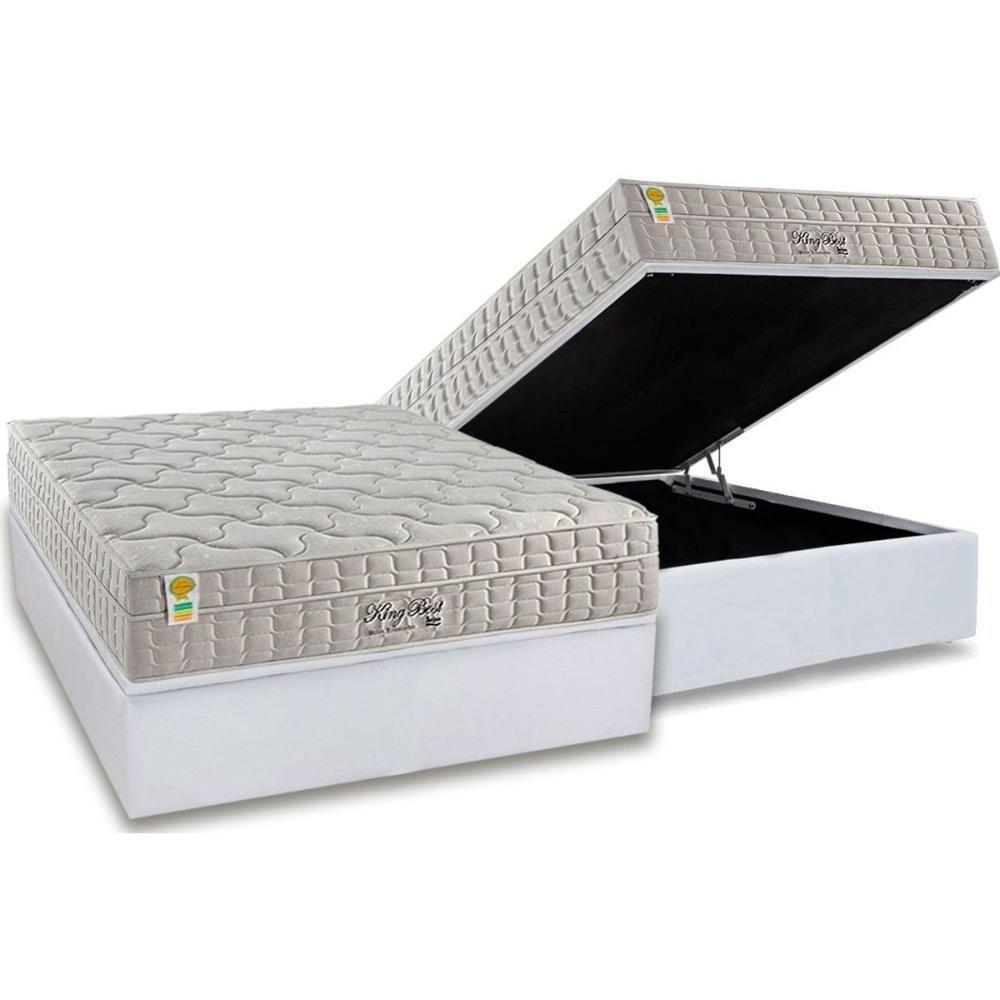 Cama Box Baú Casal: Colchão Molas Ensacadas King Best New + Base Crc Courano White (138x188) - 1