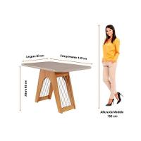 Conjunto Mesa Sala Jantar Carol Tampo Madeirado Com Vidro 130x80cm E 4 Cadeiras Clarice Madeirado Linho Bege Cimol - 5