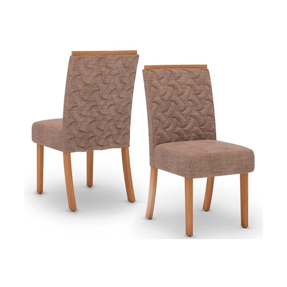 Conjunto Mesa Sala Jantar Lins Com Tampo Madeirado Com Vidro Curvo 160x90cm E 6 Cadeiras Esther Nature Linho Cacao Henn - 4