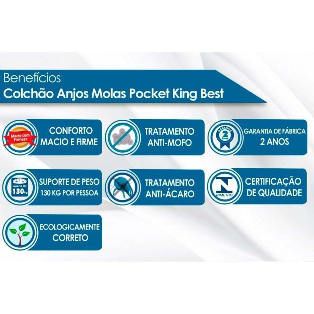 Cama Box Baú Casal: Colchão Molas Ensacadas King Best Clean + Base Crc Suede Clean (138x188) - 5