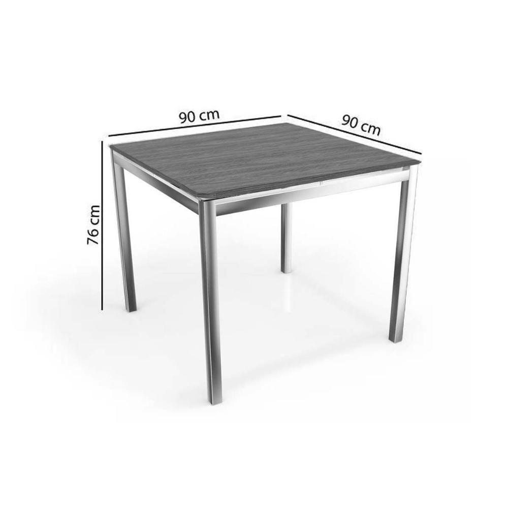 Conjunto Mesa Sala Jantar Reno Com Tampo De Madeira 90cm E 4 Cadeiras Portugal Cromada Branco 106 Kappesberg - 2