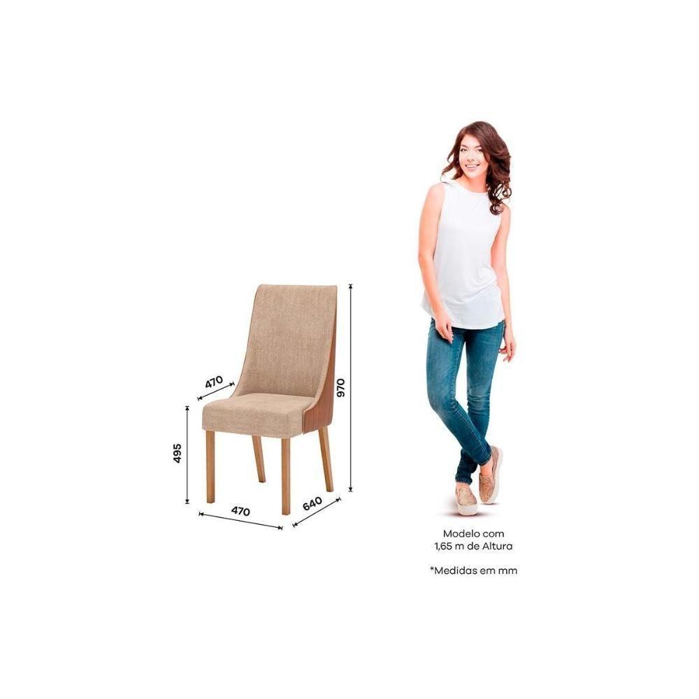 Kit 2 Cadeiras Sala Jantar Ivy 2 Un Nature Linho Capuccino Courano Marrom - 6
