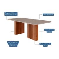 Mesa Para Cozinha Ester Com Tampo Madeirado Com Vidro Reto 210x100cm Cinamomo Off White Cimol - 2