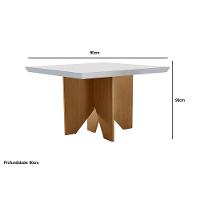 Mesa Para Cozinha Nevada Com Tampo 90x90cm Madeirado Vidro Canto Curvo Imbuia Off White Rufato - 2