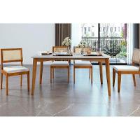 Conjunto Mesa Sala Jantar Monalisa Com Tampo Madeirado Com Vidro 160cm E 4 Cadeiras Rainha Natural Nesher - 1