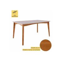 Conjunto Mesa Sala Jantar Monalisa Com Tampo Madeirado Com Vidro 160cm E 4 Cadeiras Rainha Natural Nesher