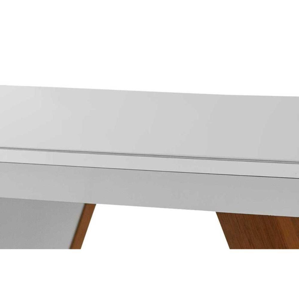 Mesa Para Cozinha Alvorada Com Tampo 180x90cm Madeirado Vidro Canto Reto Imbuia Grafite Rufato - 5