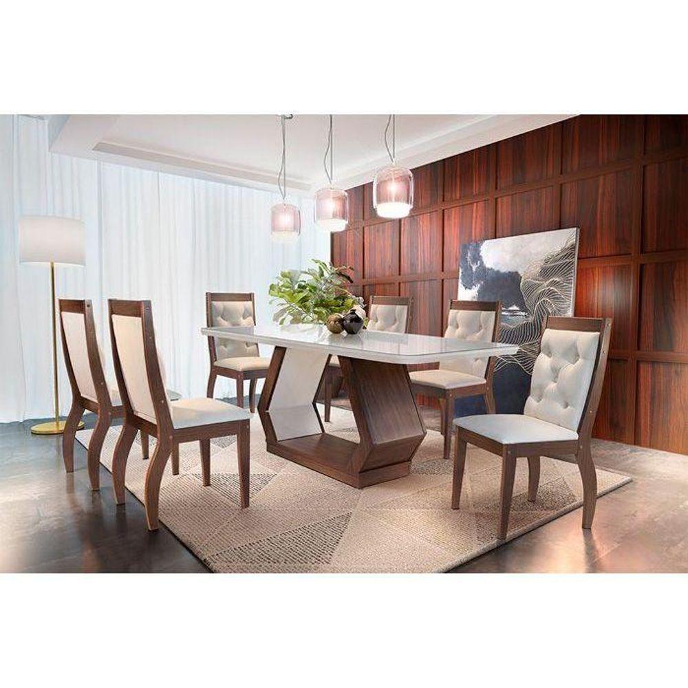 Mesa Para Cozinha Alvorada Com Tampo 180x90cm Madeirado Vidro Canto Reto Imbuia Grafite Rufato - 9