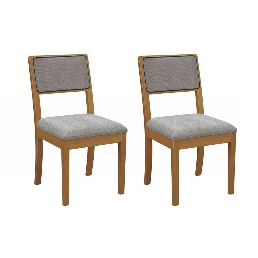 Kit 2 Cadeiras Sala Jantar Lola Madeira Maciça 2cmm001ca 2 Un Carvalho Bouclê Cinza Tela Grafite - 1