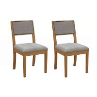 Kit 2 Cadeiras Sala Jantar Lola Madeira Maciça 2cmm001ca 2 Un Carvalho Bouclê Cinza Tela Grafite - 1