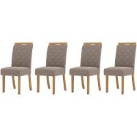 Kit 4 Cadeiras Sala Jantar Bella 4 Un Nature Suede Light Marrom Amendoa - 1